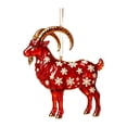 thumbnail image 2 of Edgtyos Christmas Red Goats Ornament, 3.2"x3.2" 2D Acrylic with Gold Cord Goats Hanging Sign Car Rear View Mirror Accessories, Xmas Gift for Family, 2 of 6