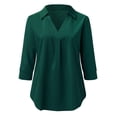 thumbnail image 2 of JYLPZYR Loose Tops for Women New European and American Temperament Chiffon Women's Pullover Loose V-Neck Shirt Top Oversized Tshirt(Green,M), 2 of 5