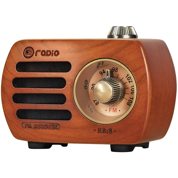 Wooden Mini Radio Small Retro Radio with Bluetooth Speaker