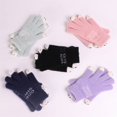 thumbnail image 3 of Guantes de pantalla táctil de lana a prueba de frío con forro polar cálido y grueso con dedos abiertos para mujer de invierno, 3 of 6