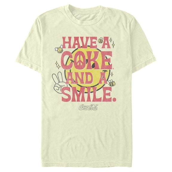 Men's Coca Cola Unity Have a Coke and a Smile Peace Graphic Tee Beige X Large