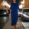 thumbnail image 3 of Efsteb Cocktail Dresses For Women Elegant Velvet Maxi Dress for Women Crewneck Half Sleeve Loose Wedding Guest Formal Evening Party Dresses (Blue,L), 3 of 6