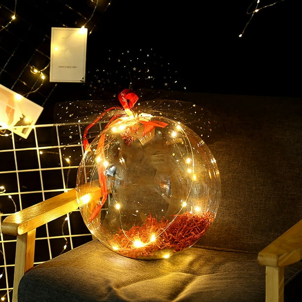 Fiudx Globos Luminosos Led, Kit de Decoración para Fiestas, Luz Cálida Romántica, Decoración Festiva para Bodas, Sorpresa de Cumpleaños, Guirnalda de Lámparas de 2 M, Elegante Juego de Cinta y Gasa.