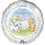 Angle View: Foil Mylar Balloon 18" Baby's Christening Lamb Bear Bunny Angels