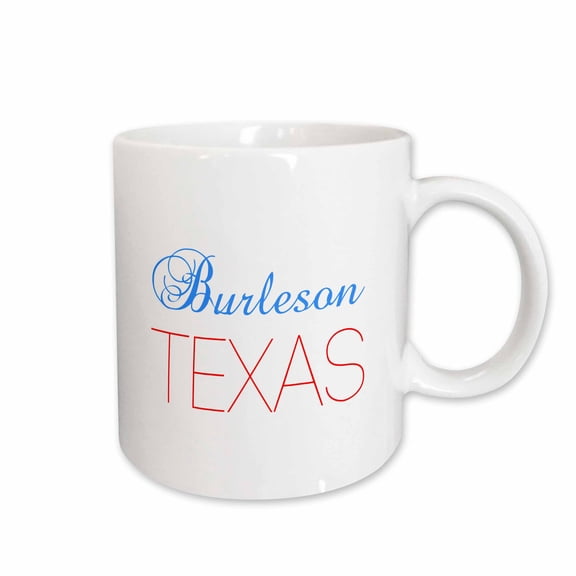 3drose, Burleson, Texas, Red, Blue Text. Patriotic Home Town Design, 15oz Mug