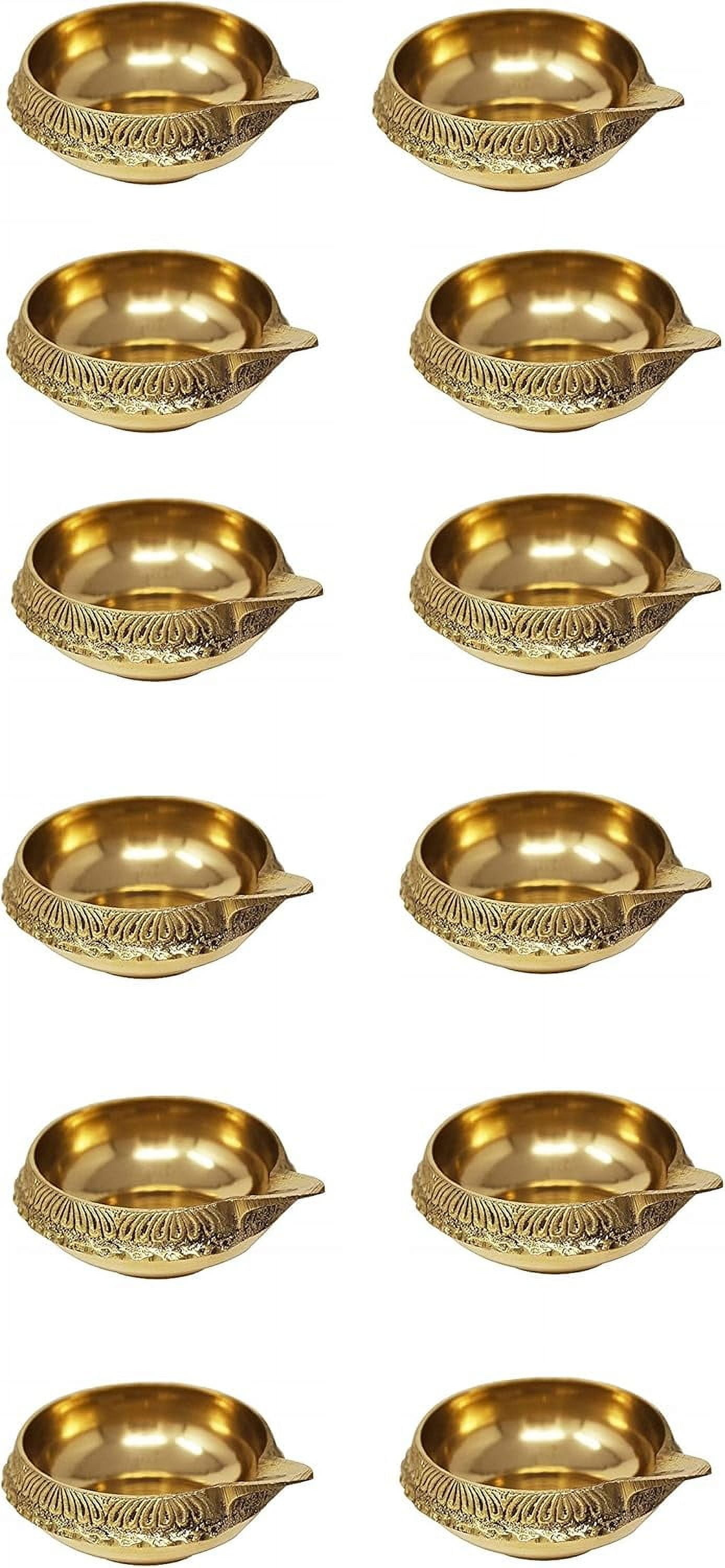 RATAN ENTERPRISES Set of 12 Handmade Pure Brass Kuber Diyas Oil Lamps for Puja Room Decoration and Diwali Festival