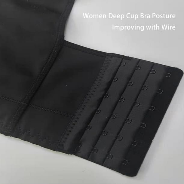 Smilepp Women Deep Cup Bra with Wire Seamless Anti-sagging Underarm Fat  Shapewear Sports Back Closure Sexy Underwear Lingerie Black C 42 