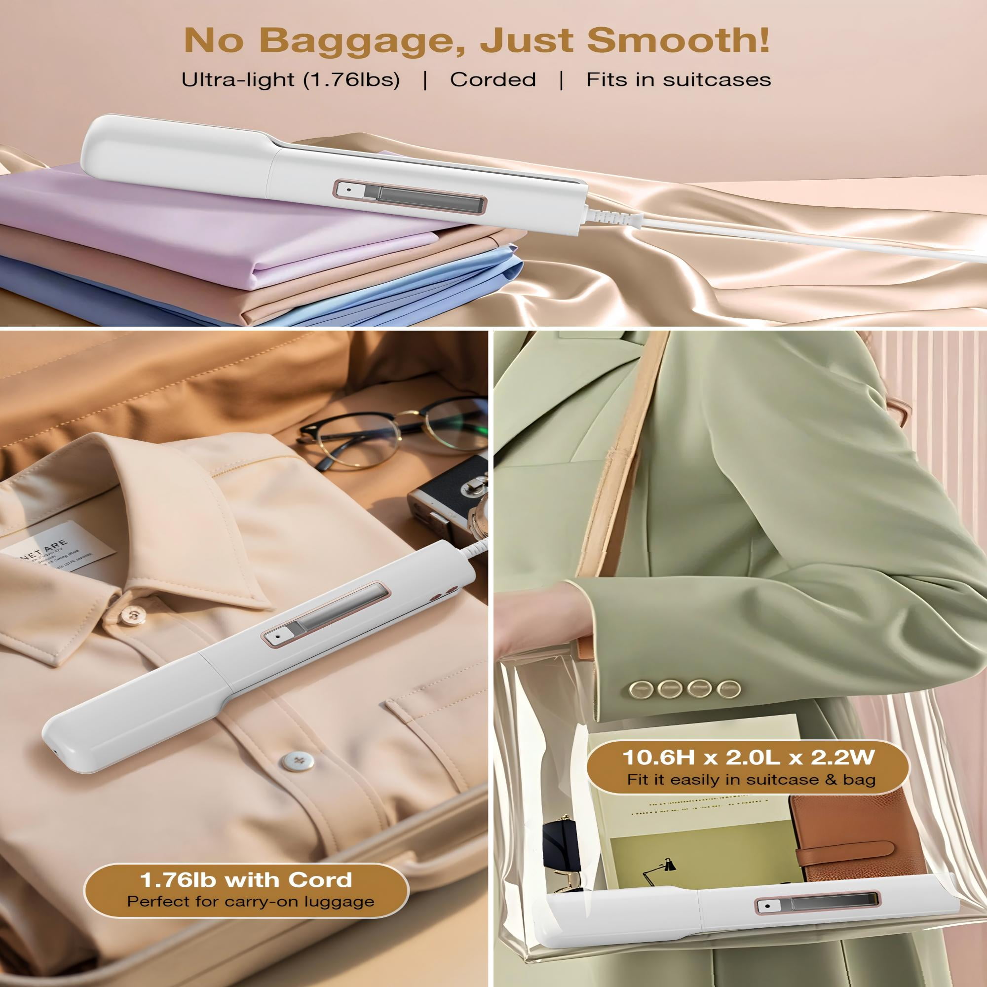 Newbealer Portable Steam Iron & Garment Steamer - 3-in-1 Clamp Style Travel Iron, Dual Voltage, Auto Shut-Off, No Board Needed