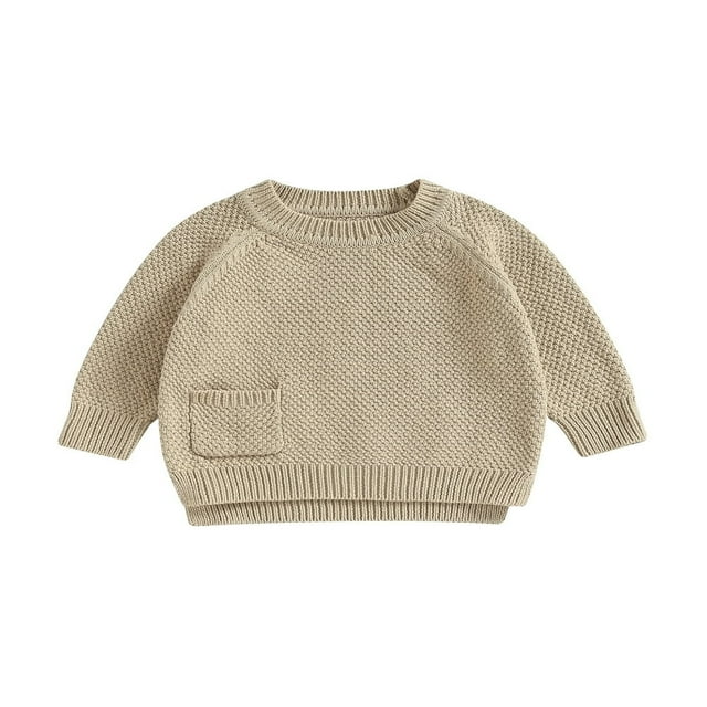 Chandail Tricoté pour Bébé Décontracté à Manches Longues, Chandails avec Poche, Tricot d'Automne pour Fille Garçon
