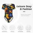 thumbnail image 6 of Balery Dinosaurs in Space Women's Short Sleevee Crew Neck Bodysuit Tops Short Sleeve Tops Basic-Large, 6 of 9