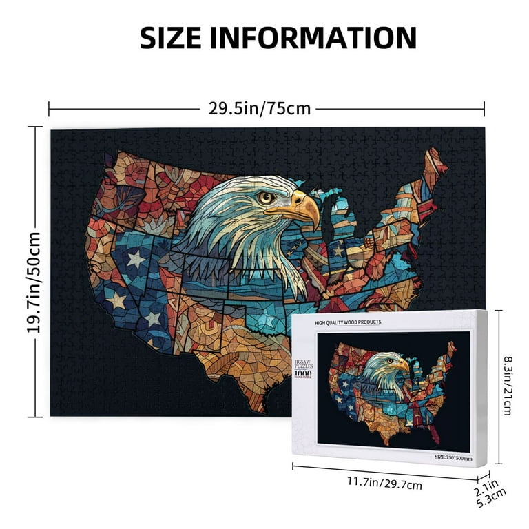 Sikiie Stained Glass Eagle USA Puzzle, Jigsaw Puzzles, Jigsaw