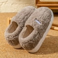 thumbnail image 3 of Slippers for Men and Women Fuzzy House Slippers with Heel Cover Winter Warm Lined Indoor Outdoor Shoes Soft Sole Cozy Cotton Footwear, 3 of 5