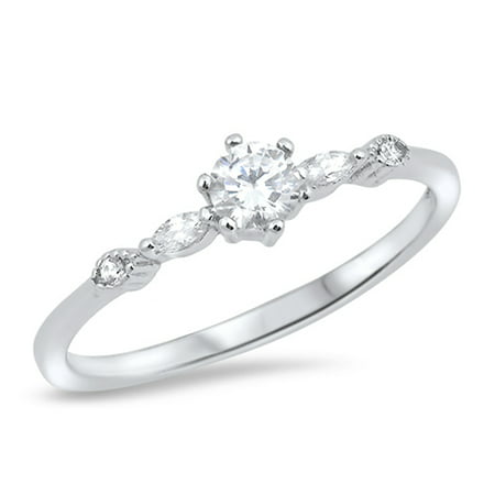 CHOOSE YOUR COLOR Solitaire Round White CZ Wedding Ring New .925 Sterling Silver
