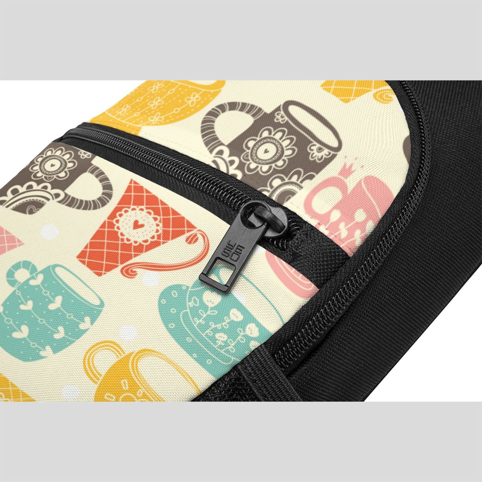 Xecao's Vintage Cup Print Sling Bag: A Versatile Chest, Shoulder, and Crossbody Backpack for Casual Days Out, Perfect for Both Men and Women