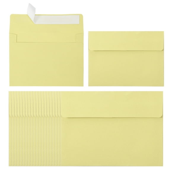 Uxcell 24ack Enveloppes A2, Enveloppes d'Invitation Jaune Clair Auto-Scellantes pour Cartes Postales de Mariage