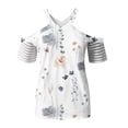 thumbnail image 4 of ICHUANYI Clearance Women Fashion Summer Sexy Printed Regular Starpless Mesh Short Sleeves V Neck Top(White, L) ICHUANYI WER2023081004857, 4 of 5