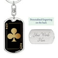 thumbnail image 2 of Queen Of Clubs Gold Keychain Dog Tag Stainless Steel or 18k Gold, 2 of 16