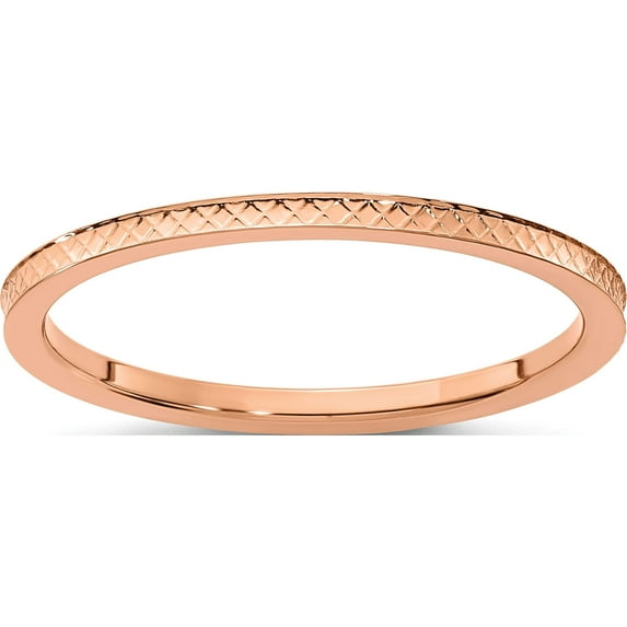 10K Rose Gold 1.2mm Criss-Cross Pattern Stackable Band (Size 6.5) Made In United States 1stk20-120r-6.5