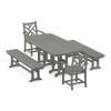 POLYWOOD Chippendale 5-Piece Dining Set with Benches in Slate Grey