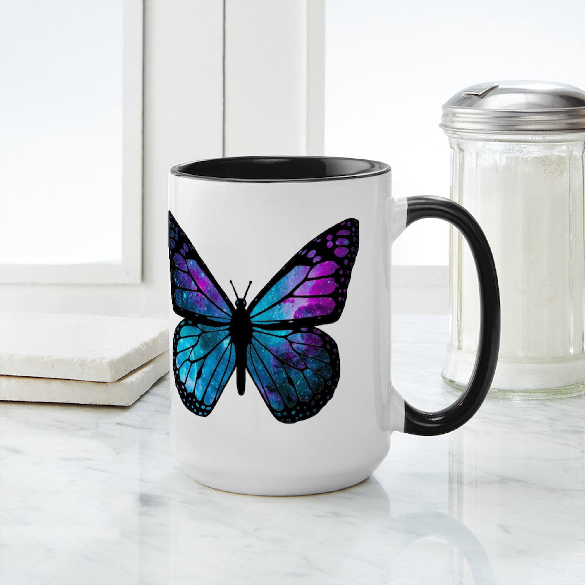 CafePress - Galactic Butterfly Mugs - 15 oz Ceramic Large White Novelty Mug