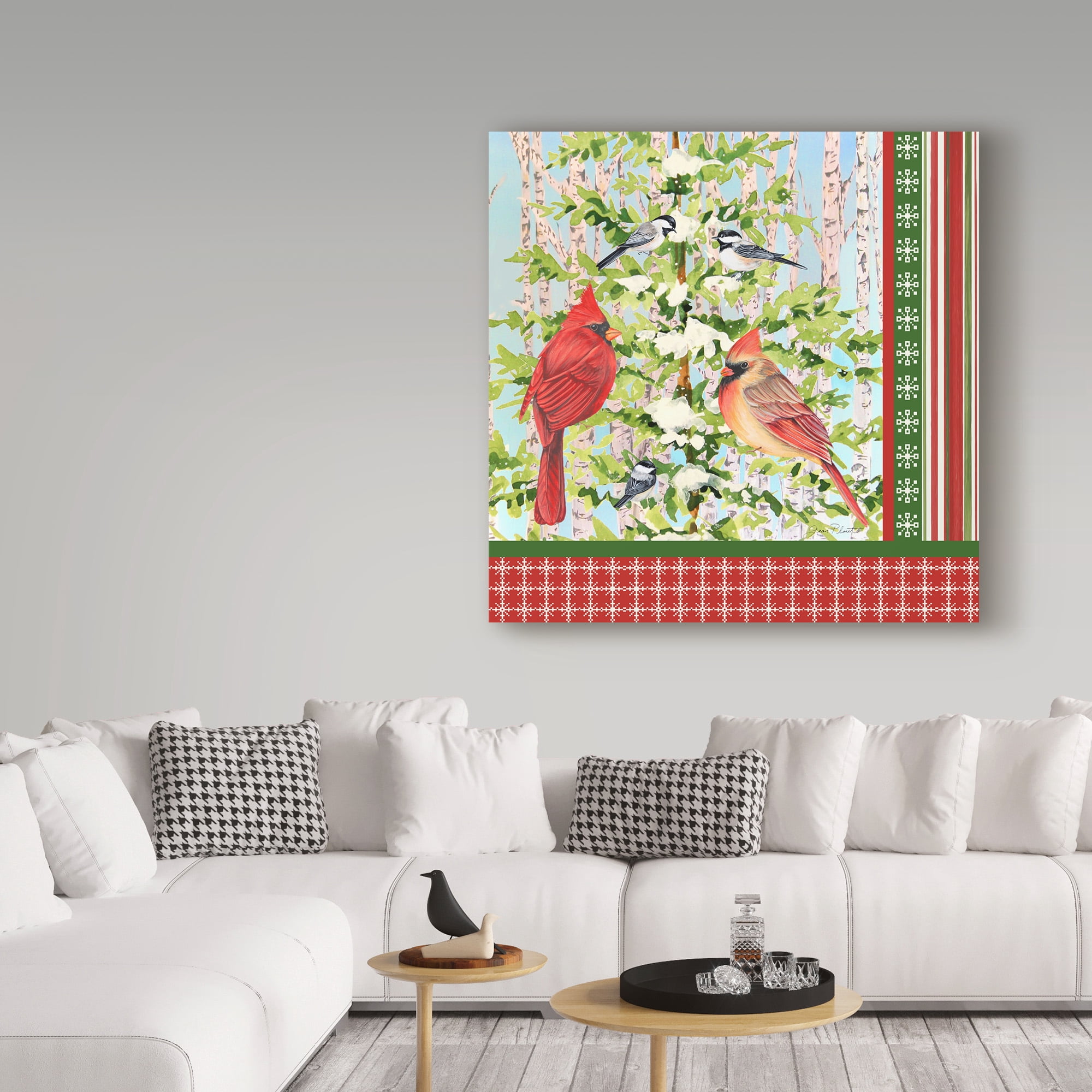 Trademark Fine Art 'Christmas Birds 2' Canvas Art by Jean Plout