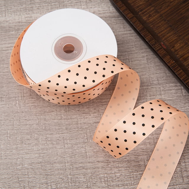 Nvzi Cinta naranja de lunares, 2,5 cm x 23,2 metros de largo, ideal para envolver regalos, hacer lazos, coser cintas, como cinta decorativa o para manualidades de San Valentín. 1 unidad.