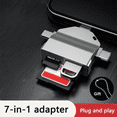 thumbnail image 3 of Multifunction 7 in 1 Card Reader USB 2.0 Type C to SD Adapter USB Flash Reader for PC Laptop Accessories Grey,1 x Card Reader,Grey, 3 of 7