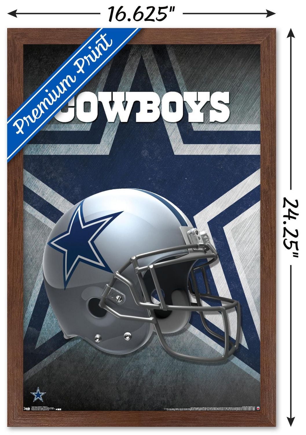 NFL Dallas Cowboys - Helmet 16 Wall Poster, 22.375" x 34" Framed