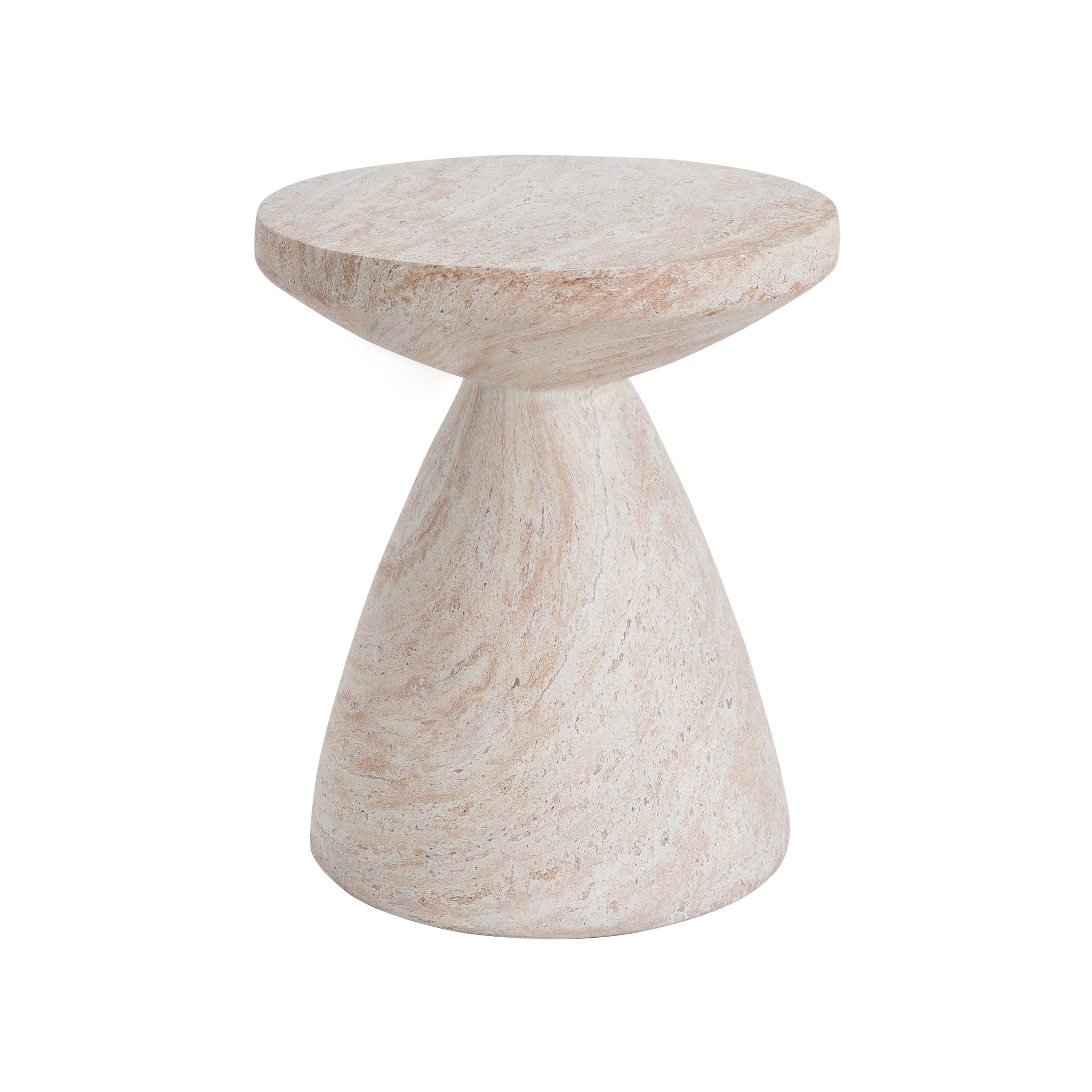 Side Table, Outdoor Indoor Lightweight Concrete Table for Patio Balcony Garden, Travertine Finish