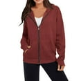 thumbnail image 1 of Pisexur Veste à Capuche Zippée Complète pour Femmes, Légère, Automne, Manches Longues, Décontractée, avec Cordon de Serrage et Poches, 1 of 5