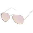 thumbnail image 2 of sunglassLA Unisex Classic Metal Frame Spring Hinges Color Mirror Lens Aviator Sunglasses 56mm (Silver / Pink Mirror) - 56mm, 2 of 4