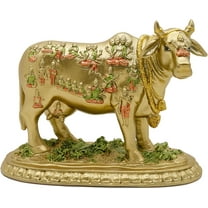 alikiki Hindu God Kamadhenu Cow Statue - Hinduism Sacred Wish-Fulfilling Cow Figurine for Home Mandir Puja Item Temple Altar Pooja Statue Diwali Gifts for Indian Friends Man Woman