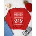 thumbnail image 4 of Believe In Unicorns - Magical Ugly Christmas Sweater Women's Sweatshirt XX-Large Red, 4 of 5
