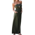 thumbnail image 3 of Summer Strapless Off the Shoulder Solid Color Women Long Party Maxi Dress with Pocket, 3 of 4