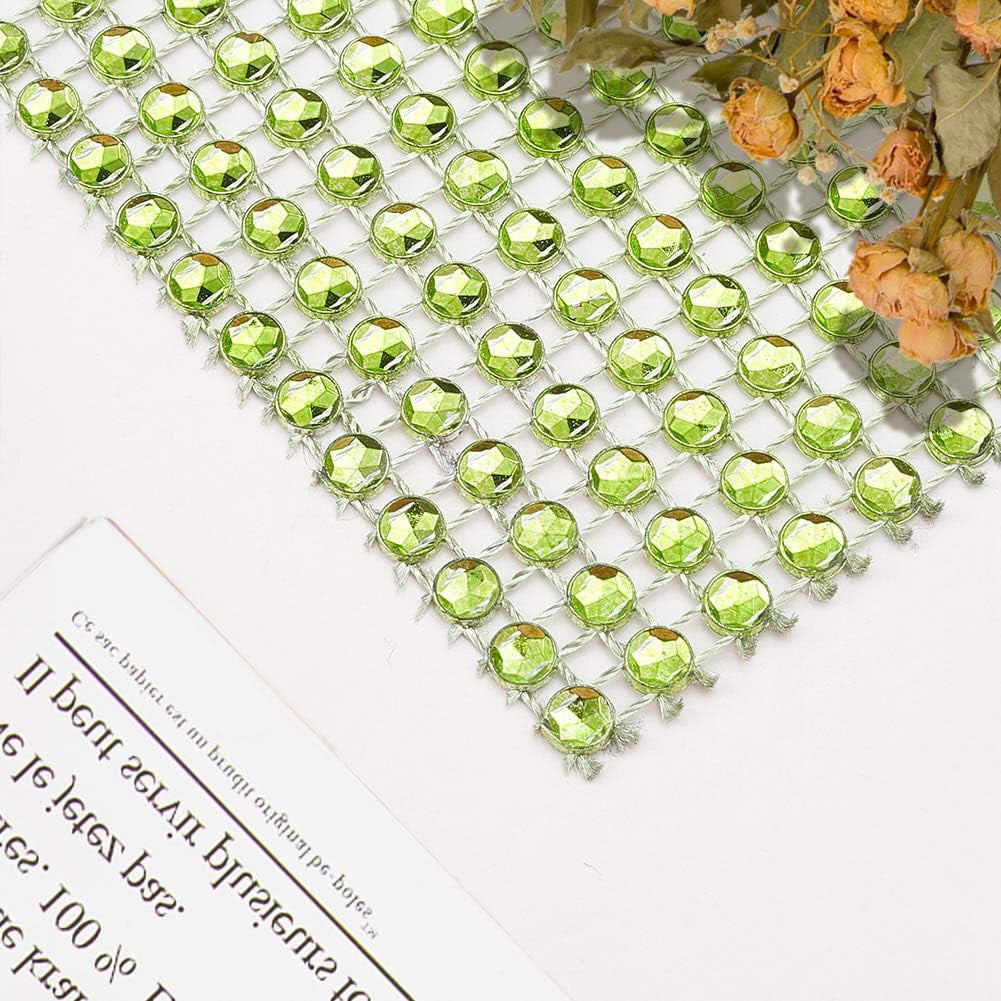 10 Yards 4.7 Inch 24 Rows Rhinestone Ribbon Diamond Ribbon Mesh Wrap Roll for Wedding Birthday Craft Making Green