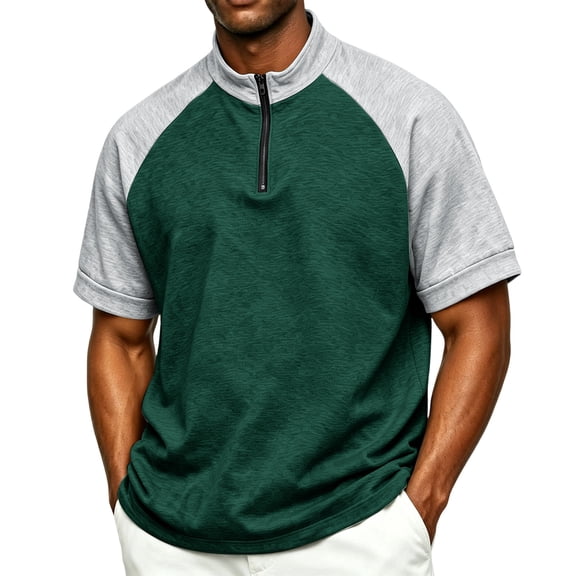 Mens Golf Baseball Pullover Waterproof Workout Cage Jacket Weather Resistant Short Sleeve 1/4 Zip Athletic Shirt, 2XL