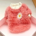 thumbnail image 2 of Pet Dog Clothes Plush Round Neck Warm Winter Flowers Sweater Winter Warm Fleece, 2 of 6
