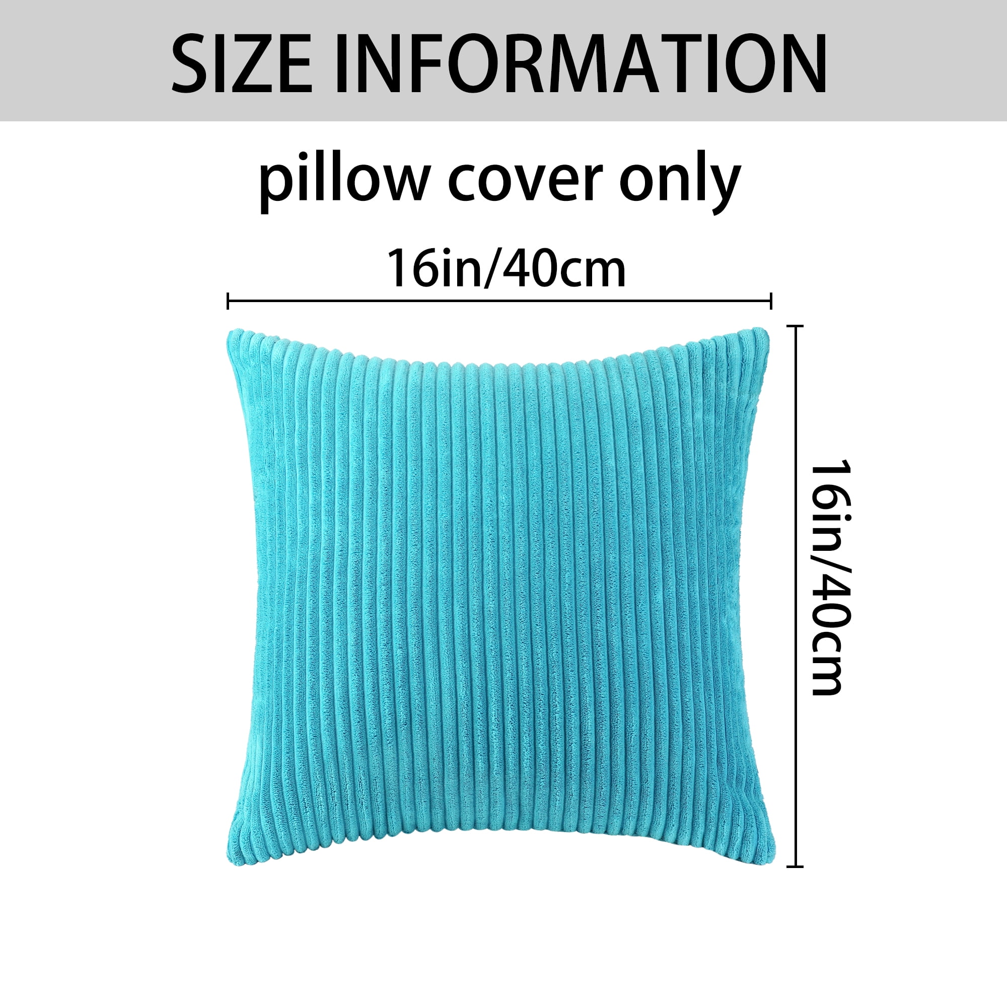 Unique Bargains Sofa Living Room Corduroy Decorative Throw Pillow Covers (2 Count) Lake Blue 16" x 16"