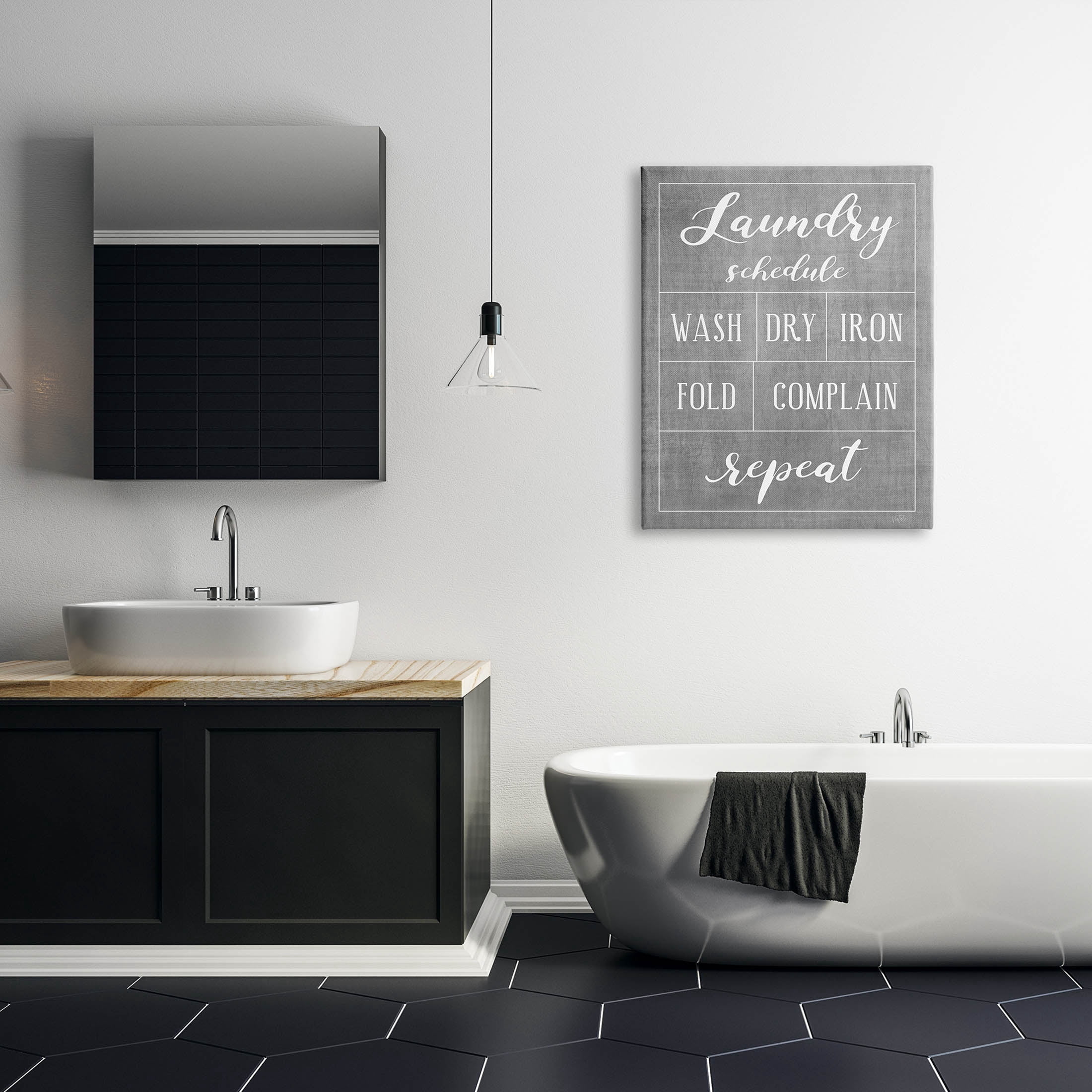 Laundry Schedule Humor Sign Typography Graphic Art Gallery Wrapped Canvas Print Wall Art