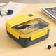 thumbnail image 1 of Plastic Bento Lunch Box Microwave Safe | Portable Food Container for Office | Geometric Window Pane Design | Super Large Capacity | Dual Compartments | 1 Pc | Blue Green | 6.69x6.69x2.95in, 1 of 6