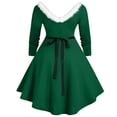 thumbnail image 1 of Femmes Robe de Noël Hiver Manches Longues V Cou Slim Fit une Robe de Ligne, 1 of 6