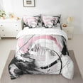 thumbnail image 2 of Pink Bed in a Bag King Size Comforter Set 7 Pieces,Gradient Black White Grey Abstract Ombre Bedding Sets,Watercolor Brush Oil Painting Sheet Set with Comforter Modern Graffiti Art Room Decor, 2 of 6