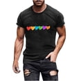 thumbnail image 2 of Men's LGBTQ Pride T-Shirt – Rainbow Flag & Heart Graphic Tee, Equality Short Sleeve Crewneck Top for Pride Month 2025, 2 of 4