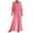 Pink, variant on Women's Two Piece Set, Long Sleeve Button Down Shirt and Elastic Waist Wide Leg Pants, Matching Linen Blend Resort Wear, Beach Cover Up and Loungewear Set for Women-Green