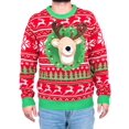 thumbnail image 3 of Women Men Christmas Sweater, Cute 3D Dinosaur/Elk/Shark Long Sleeve Knit Pullover, 3 of 9