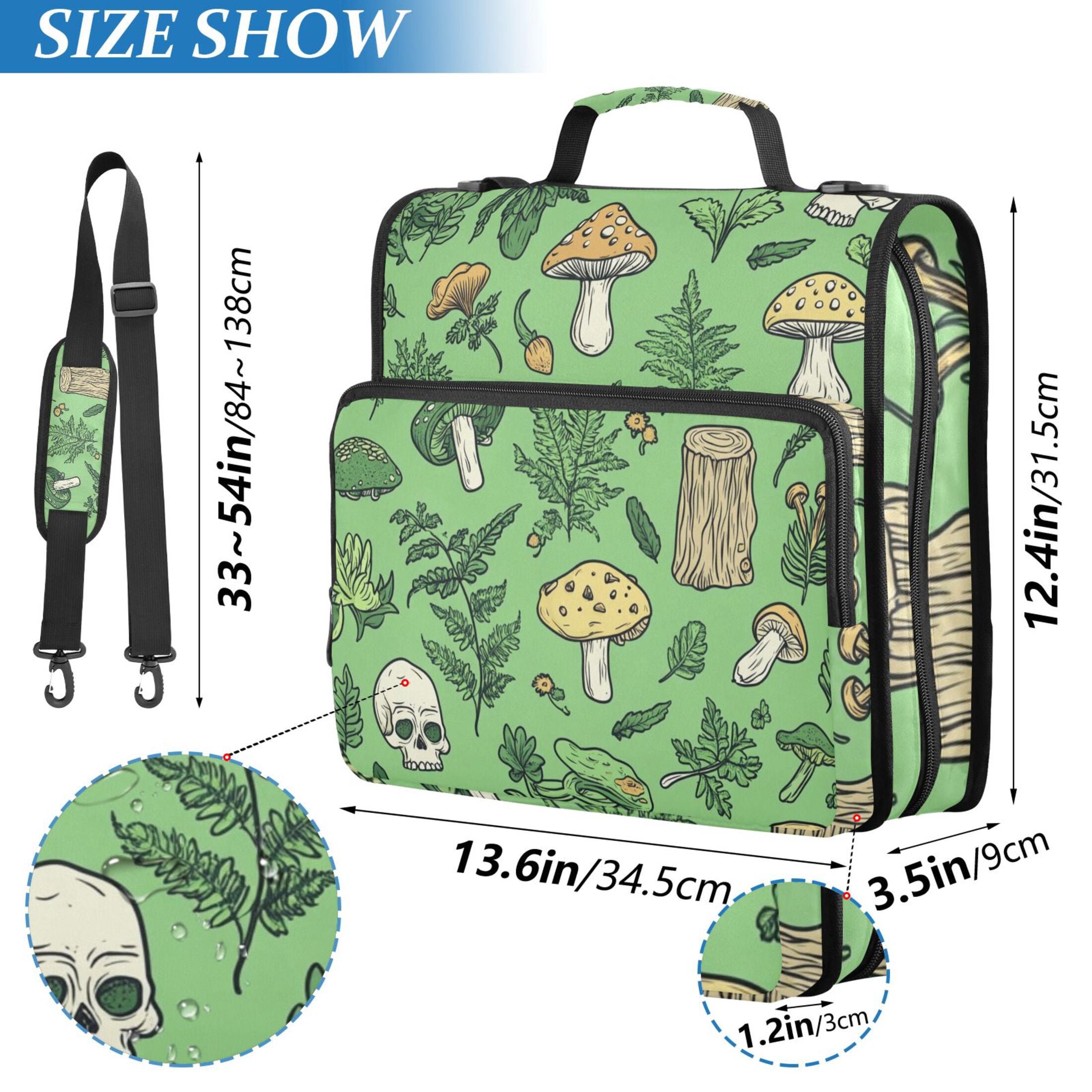 ALAZA Zipper Binder Mushroom Skulls Leaf 3 Ring Trapper Keeper File Folder Organizer Bag