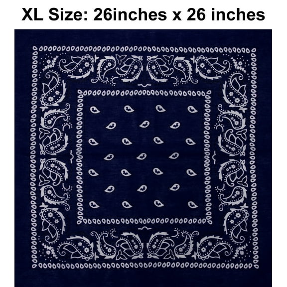 Navy Paisley Design XL 26 X 26 Cotton Scarf Bandana
