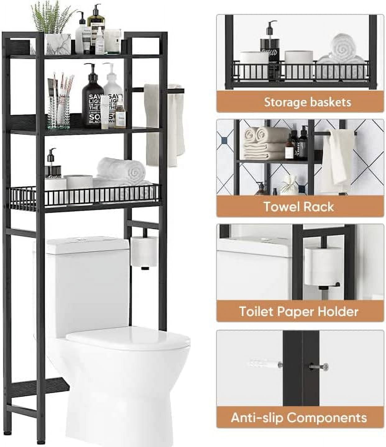 Bathroom Storage Shelves Organizer Adjustable 3 Tiers, over the Toilet  Storage Floating Shelves for Wall Mounted with Hanging Rod (Black) – Built  to Order, Made in USA, Custom Furniture – Free Delivery