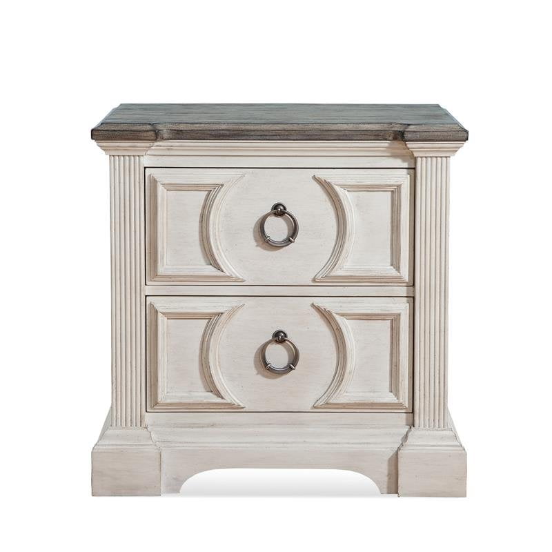 distressed antique white nightstand