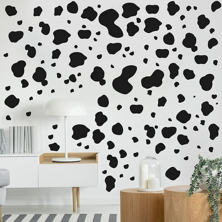 Mulanimo Removable Adhesive Cow Print Stickers Waterproof Cow